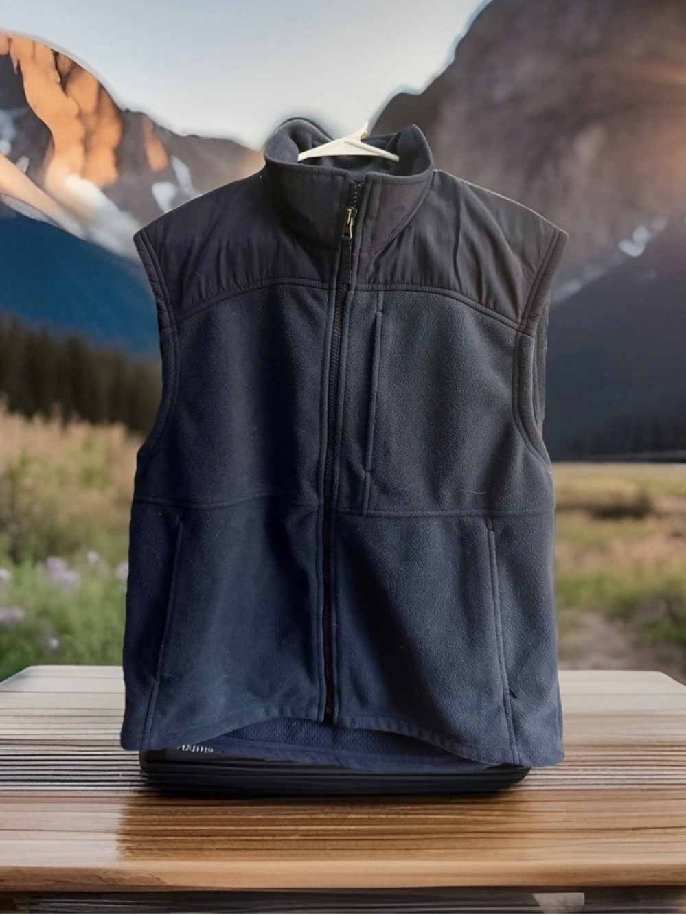 Duluth Trading Mens Large Navy Fleece Full Zip Vest Outdoor Casual